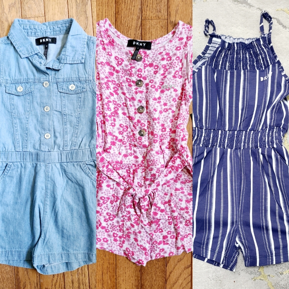 3 NWT DKNY Girl Romper Bundle